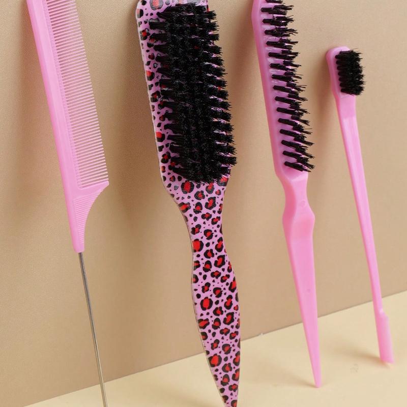 Brush Edge Control Brush Tearing Comb Plastic Hair Brush Nylon Teaser Hair Brush Three Row Salon Barber Household Backcombing Comb
