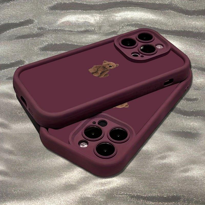 Brown plush teddy bear phone case suitable for iPhone 17 16 15 14 13 12 11 Pro/Max/Plus anti drop and shockproof back cover