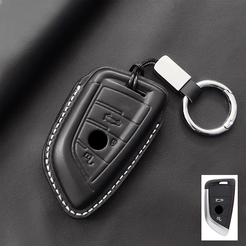 Genuine Leather Car Key Case Cover Fob For Bmw G30 G20 G11 F15 F16 G01 G02 F48 X1 X3 X5 X6 X7 1 3 5 6 7 Series Keychain Luxury