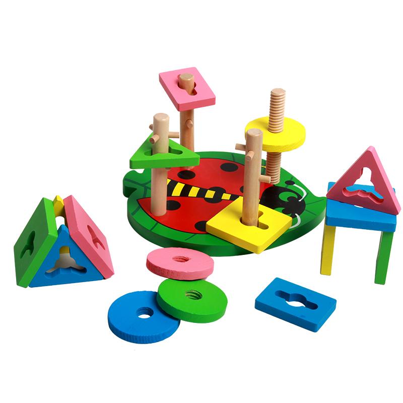 Wooden Sorting Stacking Puzzle Brain-boosting Animal Shapes for Kids' Hand-eye Coordination Educational Toy for Boys Girls