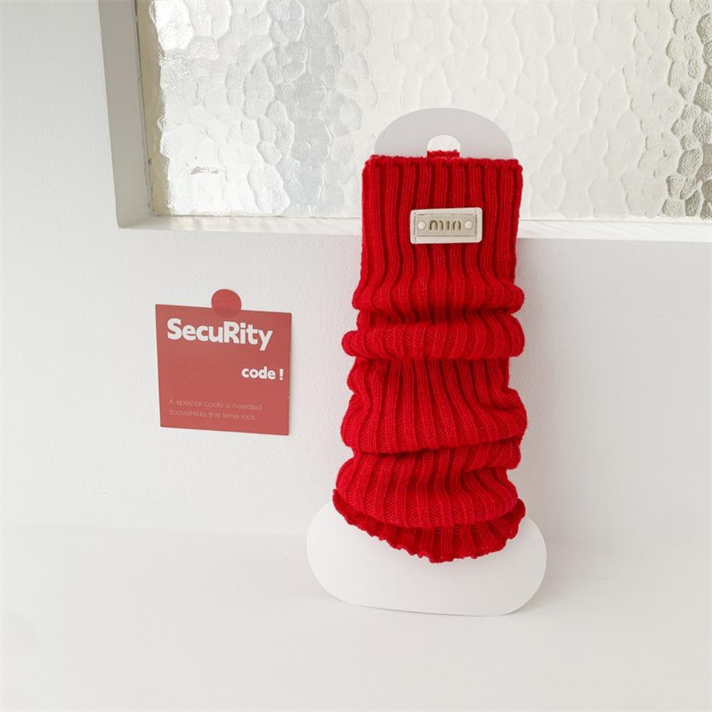 Japanese Christmas Knee Socks Y2k Bow Knitted Leg Socks Sweet New Year Red Socks  For Girl