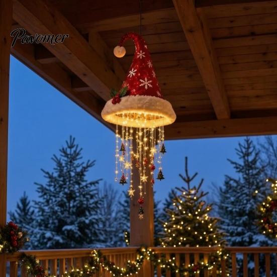 Šventinės Atmosferos Dekoracijų Rinkinys Šviečianti Kalėdų Senelio Kepurė Kabantis Šviestuvas „Pasidaryk Pats“ Rinkinys, Šiltų LED Kalėdinių Girliandų Rinkinys Pakabukas su Žvaigždės Kutais,