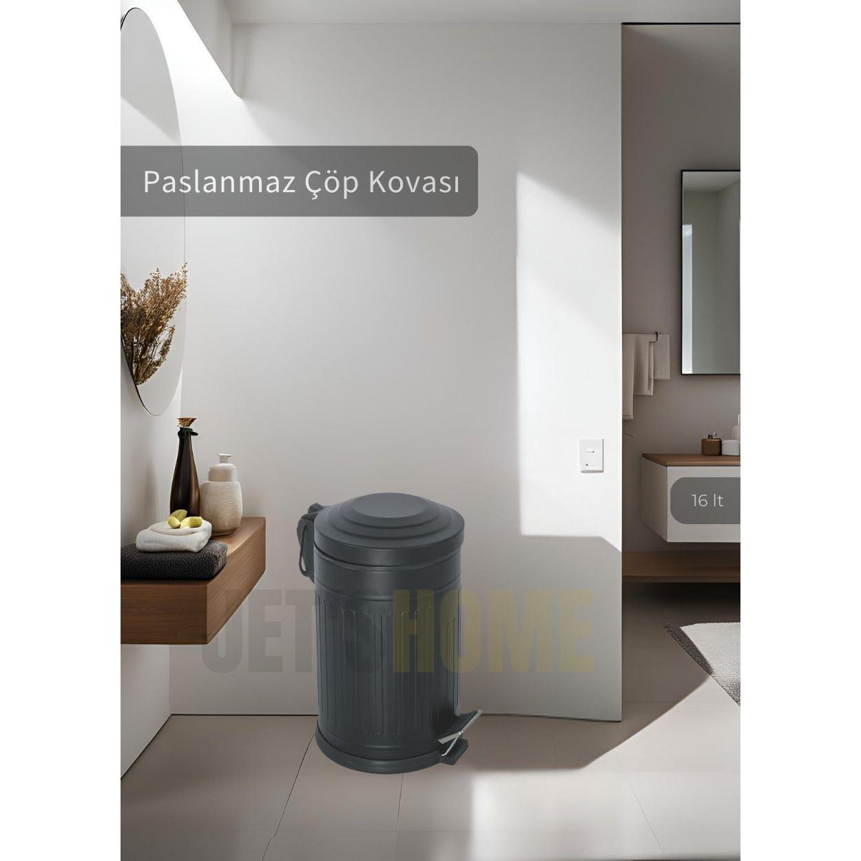 

Pedal Bathroom Trash Can Stainless 16 Lt Kitchen Trash Can Black