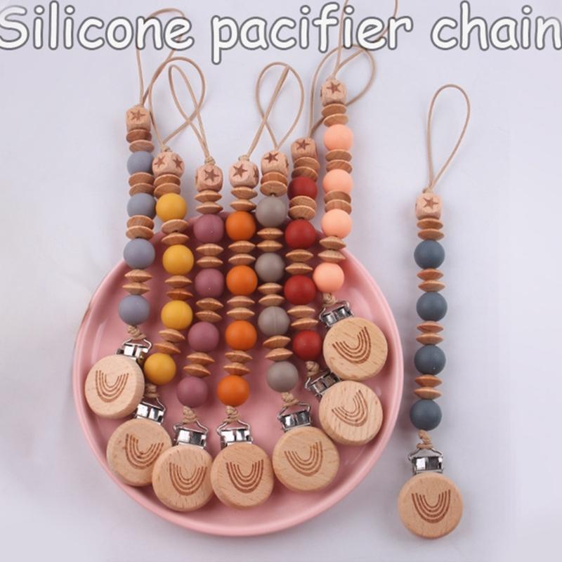 Baby Schnullerclip Silikonperlen Beißclip Baby Schnullerkettenhalter