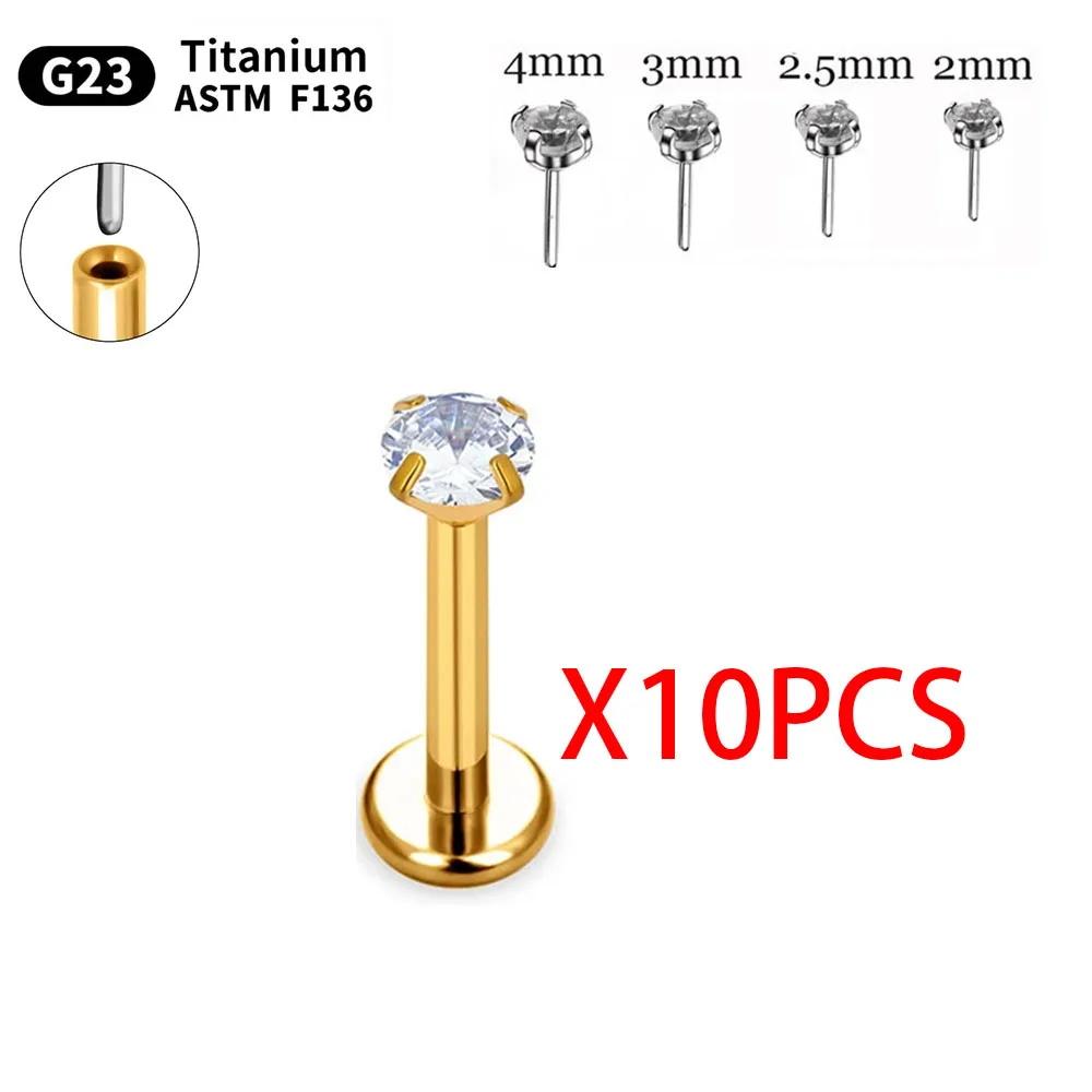 10/50 Stück G23 Titan Piercing Labret Lippe ASTM F136 Körperschmuck Nasenstecker Ohrringe Für Frauen 20/18/16G