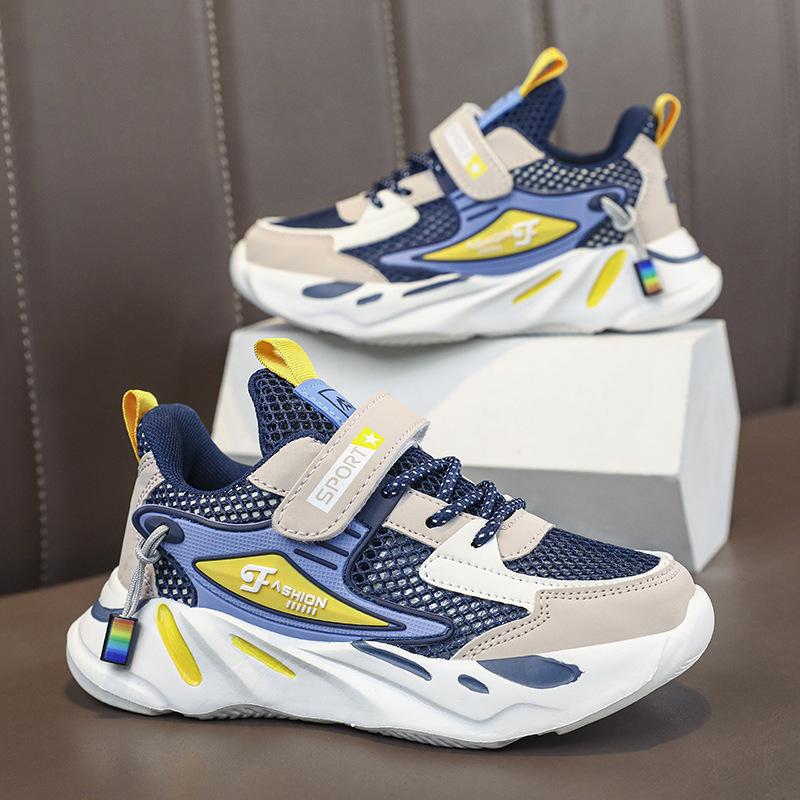 Children's Shoes Boys Lightweight Soft Thick-soled Primary School Students Running Sports Shoes Medium and Older Children's Mesh Breathable Casual Da