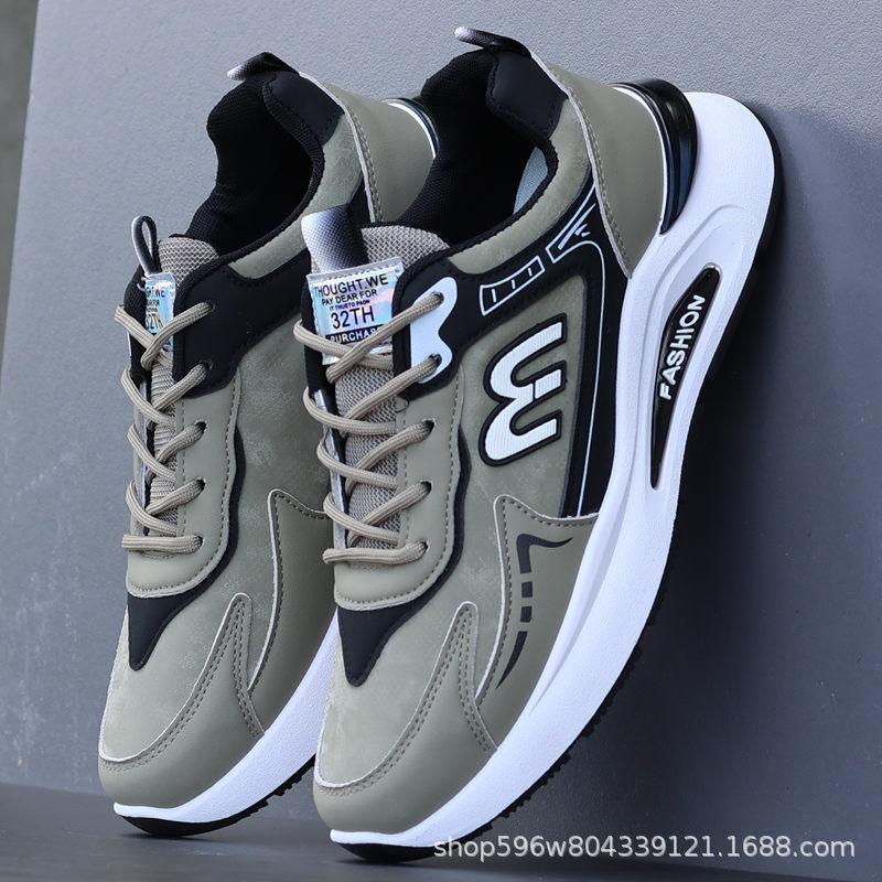 Men's Shoes Autumn and Winter New Leather Waterproof Sports Shoes Trendy Casual Shoes Versatile Non-slip Wear-resistant Deodorant Running Shoes