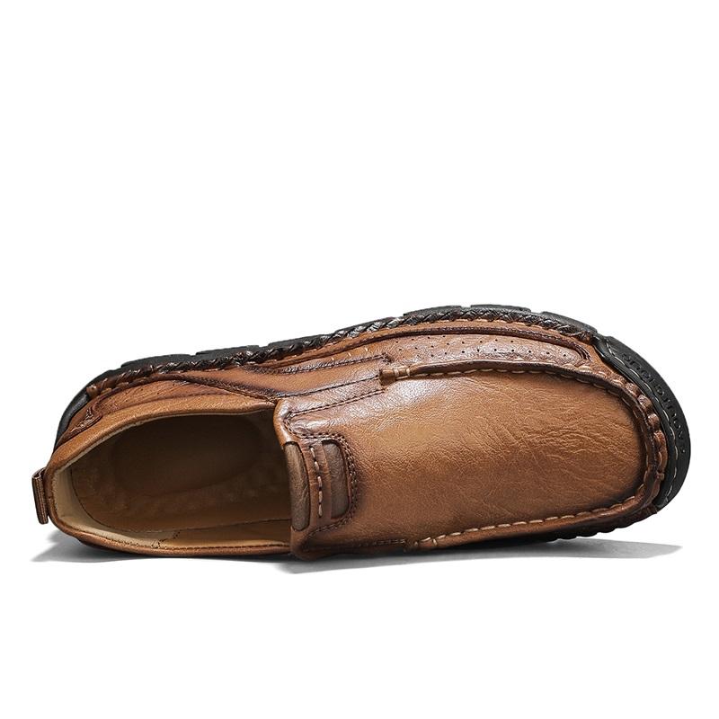 New Arrival Handmade Men's Casual Leather Shoes Split Comfortable Loafers Men Slip on Flats Moccasins Outdoor Male Hiking Shoes