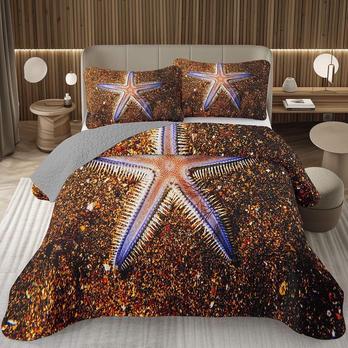 

Comforter Starfish Queen/Full Cute Ocean Creatures Quilted 2/3 Piece Tropical Beach Theme Bedding Set For Teens Adult Comforter (quilt)-EU Single(135*200cm)3pcs