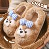Cotton slippers women's autumn and winter cute bears wear thick-soled home non-slip bags and velvet thermal shoes