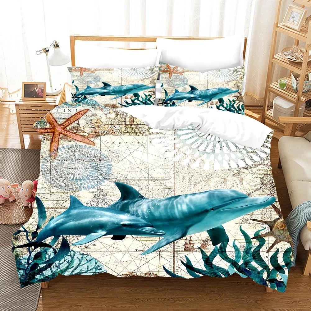 Comforter Ocean Dolphin Bedding Set Kids Winter S Kidstwin Full Queen King Bedroom Set Home Textile Housse De Couette