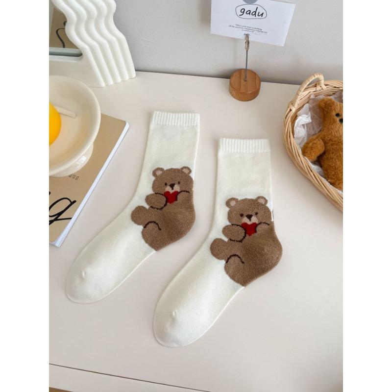 

Ця Осінньо-Зимова Колекція Містить Плюшеві Мультяшні Шкарпетки з Чистої Бавовни До Середини Ікри для Жінок у Милому Шкільному Стилі 1 pair білий