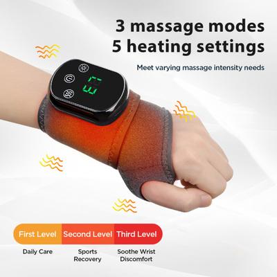 Electric Heated Wrist Massager with 3 Modes & 5 Heat Settings USB Hand Therapy Wrap Portable Soothing Wrist Massage