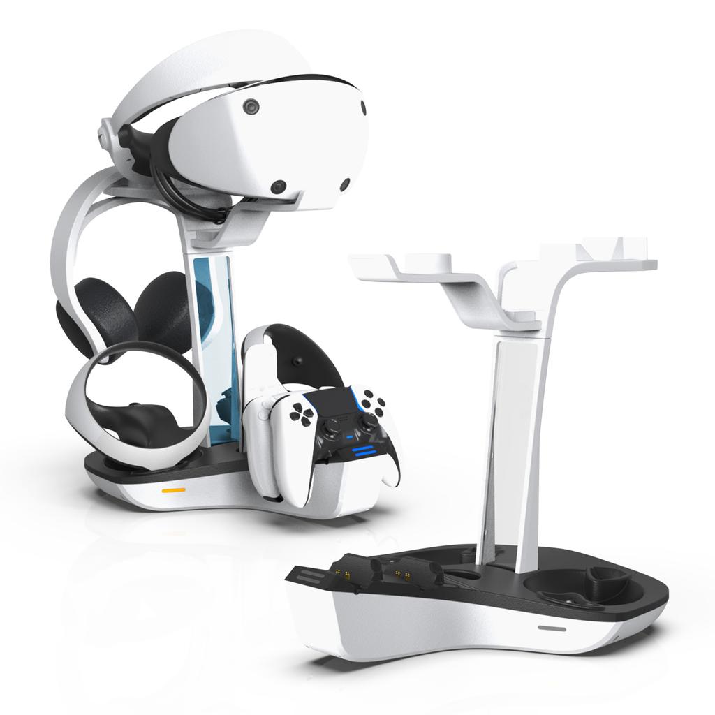 All-in-one Controller Charging Dock with LED Light for PS VR2/ Handle Controllers Charger Base Storage Stand