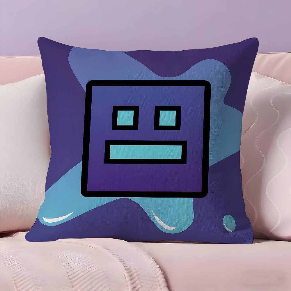 Music Game Geometry Dash Pillow Case Ultra Soft Skin Friendly Fabric Cloud Like Comfort & Concealed Zipper