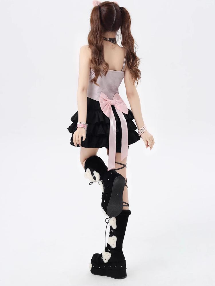 Japanese Kawaii Pleated JK Short Skirts Harajuku Y2k Lolita Style Mini Skirt Women Korean High Waist Bow Ruffles Cake Skirts