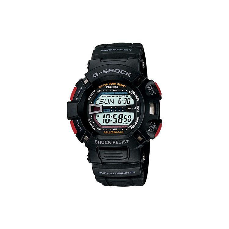

Casio Mudman Dual Light Design Fashion Quartz Movement Resin Strap Watch Men watches Black G-9000-1V Black Strap