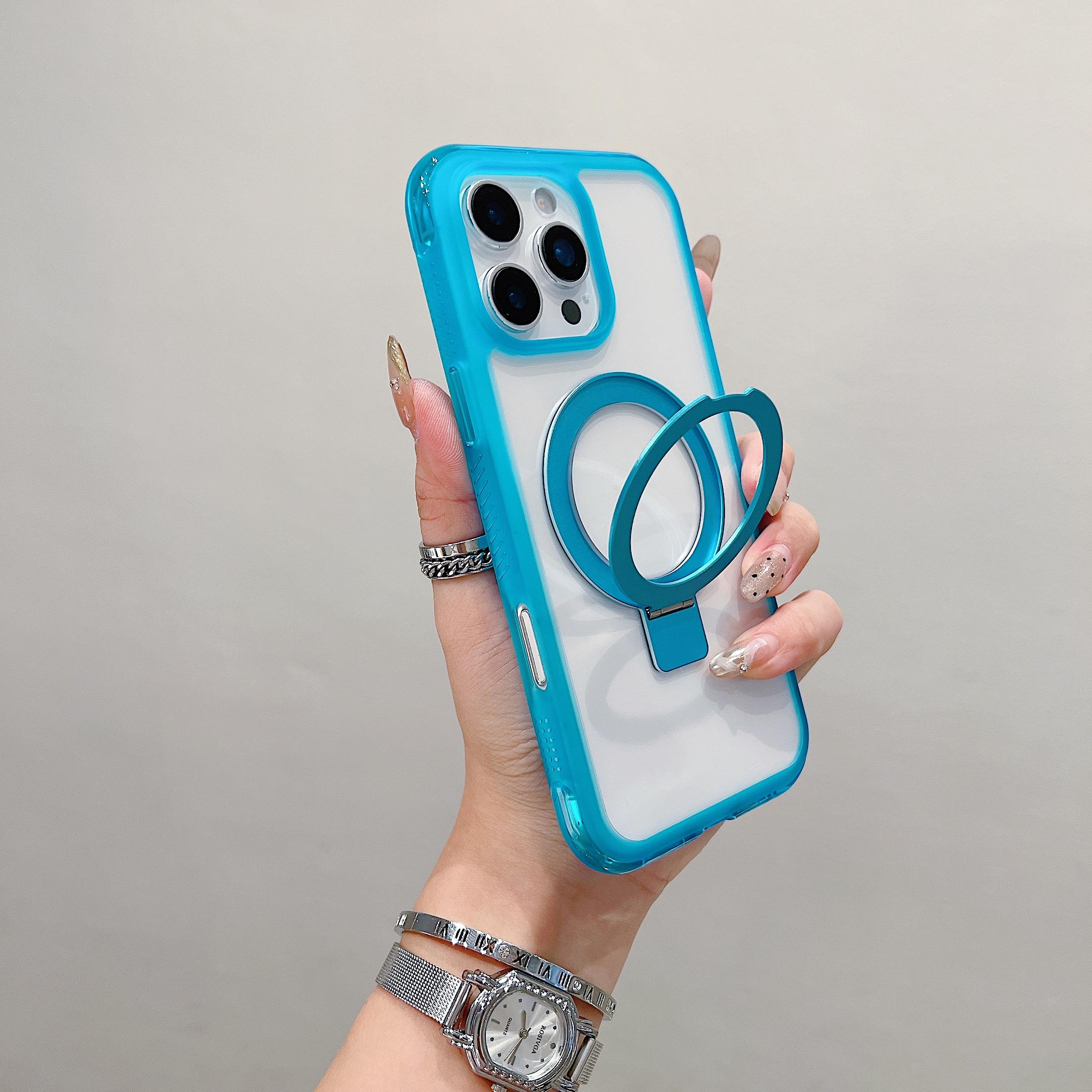 

For iPhone 16 Pro Max Case Compatible with MagSafe Kickstand Clear TPU PC Phone Back Cover