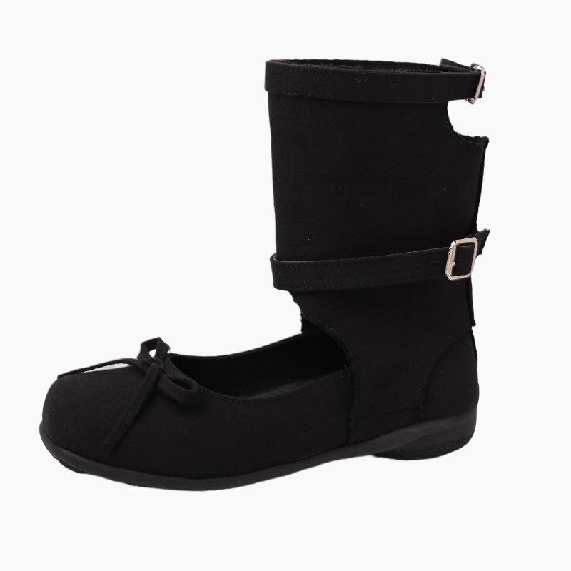 Retro Square Head Bow Women's Cool Boots Summer Hollow Wedge Heel Roman Sandals Skinny Short Boots Fashion Boots Tide