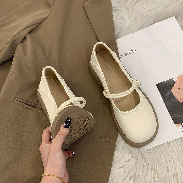 Mary Jane Shoes Flat Single Shoes Women's Summer 2025 New One-pedal Women's Shoes with Skirts, Evening Breeze Gentle Small Leather Shoes