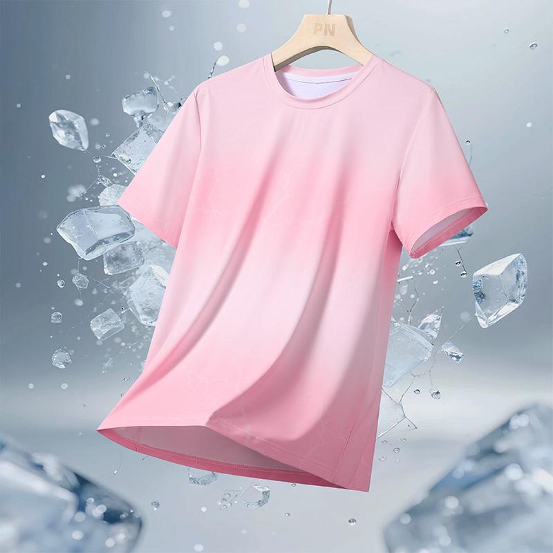 

Men s Casual Sports Round Neck Thin Short-sleeved T-shirt Ice Silk Quick-drying M рожевий
