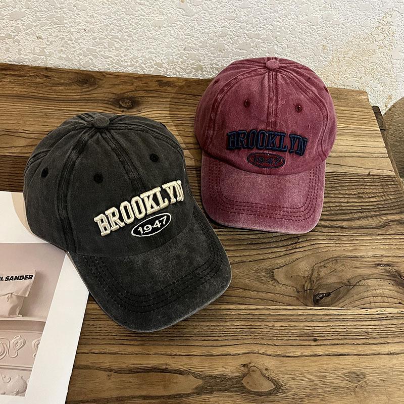 Retro Washed Cotton Baseball Cap Men Women Letter Embroidery Hip Hop Hat Unisex Adjustable Outdoor Snapback Sports Sunshade Caps
