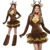 Christmas Reindeer Women Costume Fashion Cosplay Party Deer Fancy Outfit Dress