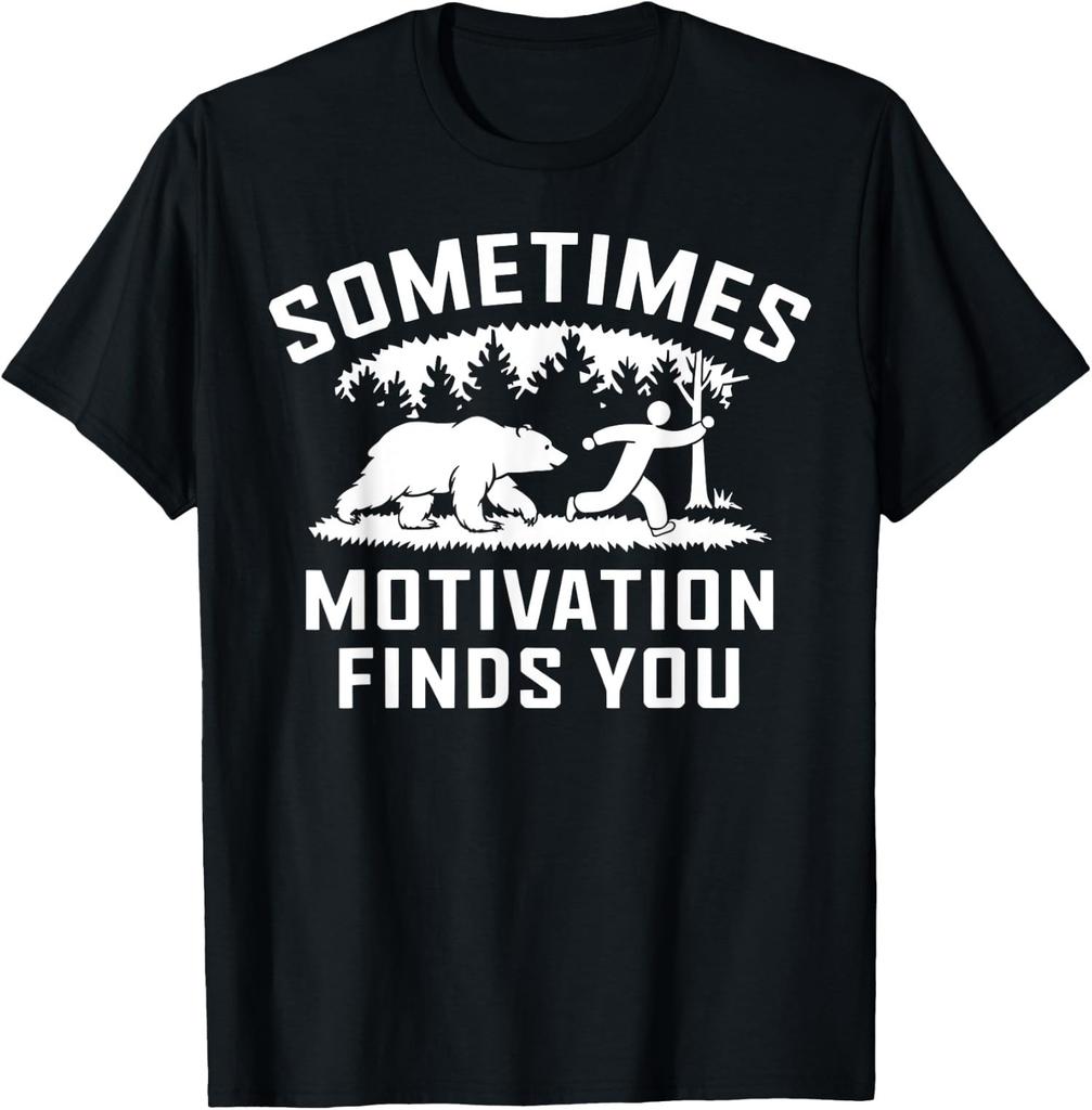 Motivation Finds You Bear Chasing Runner Funny Unisex T-Shirt
