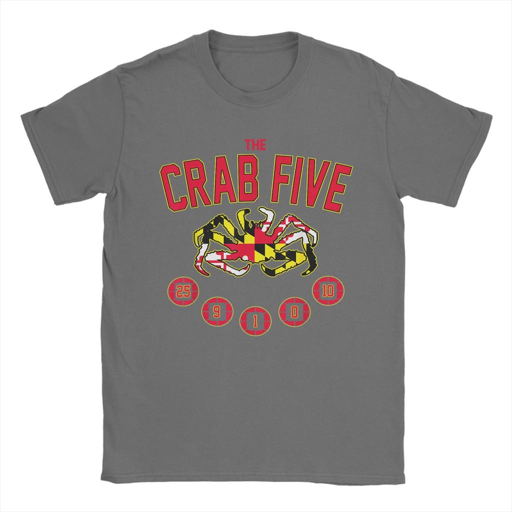 Herren The Crab Five Maryland Flag T-Shirt Basketballnummer Baumwolle Merchandise Freizeit Kurzarm O-Ausschnitt T-Shirts Sommer T-Shirt