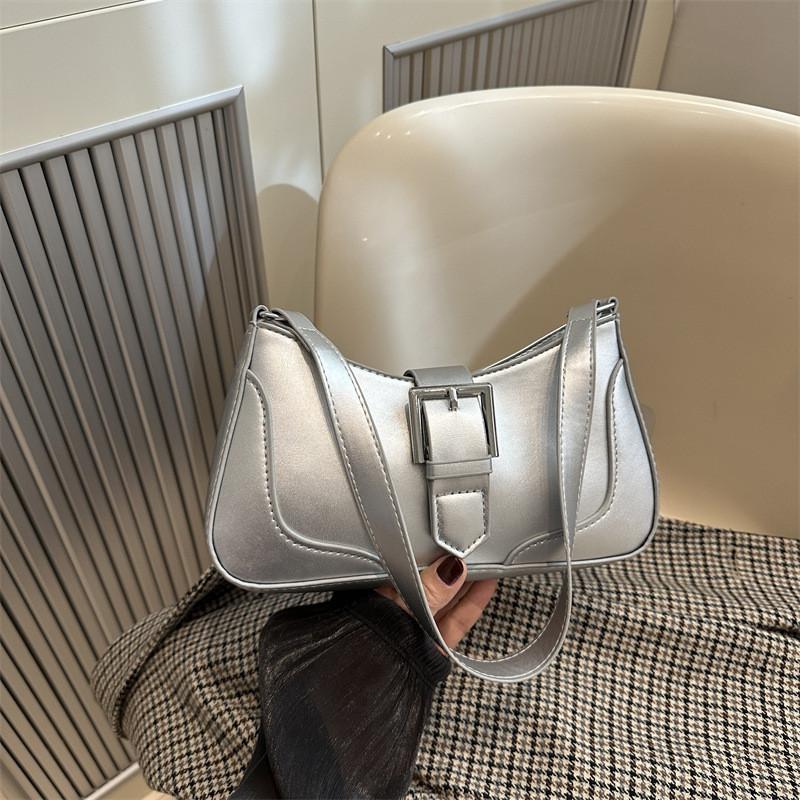 Stylish Korean Fashion Simple Shoulder Bag Versatile Crossbody Tote For Everyday Use In Black White Silver Brown And Khaki