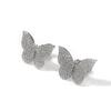THE BLING KING Butterfly Stud Earring 925 Sterling Silver Earring Paved Black Cubic Zirconia Men Women Fashion Hiphop Jewelry
