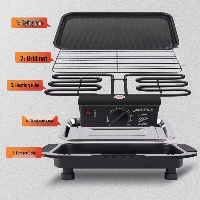 Jundingying Smokeless Indoor Electric Grill with Small Frying Pan