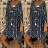 Neck V Women Caftan Baggy Dress Ladies Vintage Hippie Boho Beach Cover Plus Size