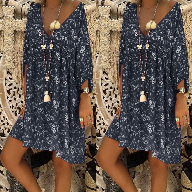 Neck V Women Caftan Baggy Dress Ladies Vintage Hippie Boho Beach Cover Plus Size