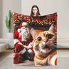 Cat Selfie with Santa Warm Soft Blanket Kids Adult Plush Throw Blanket Fashion Couch Chair Flannel Bedspread Sofa Bed Cover