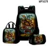 Classic Novelty Peculiar Cool Dinosaur 3D Printed 3pcs/Set Student School Bags Laptop Daypack Backpack Lunch Bag Pencil Case