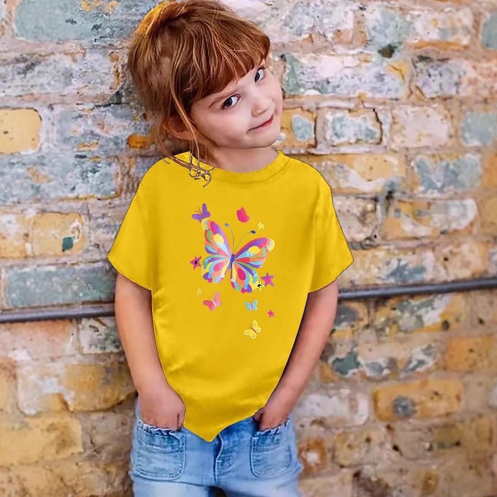 Kids Fashion Short Sleeve Round Neck Floral Printed Casual T-Shirt Top