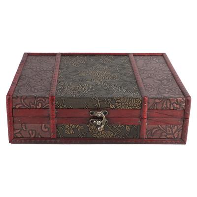 Handgefertigter Desktop Holz Vintage Schmuckhalter Aufbewahrungsbox Requisite Dekoration mit Legierungsschnalle