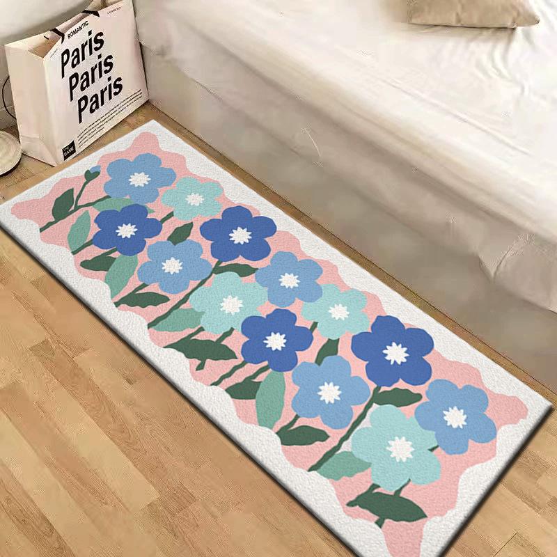 

Fresh Flower Shaped Imitation Cashmere Carpet Living Room Decoration Cushioned Soft Plush Foot Mat For Girls Bedroom 40x60cm 16x24inch