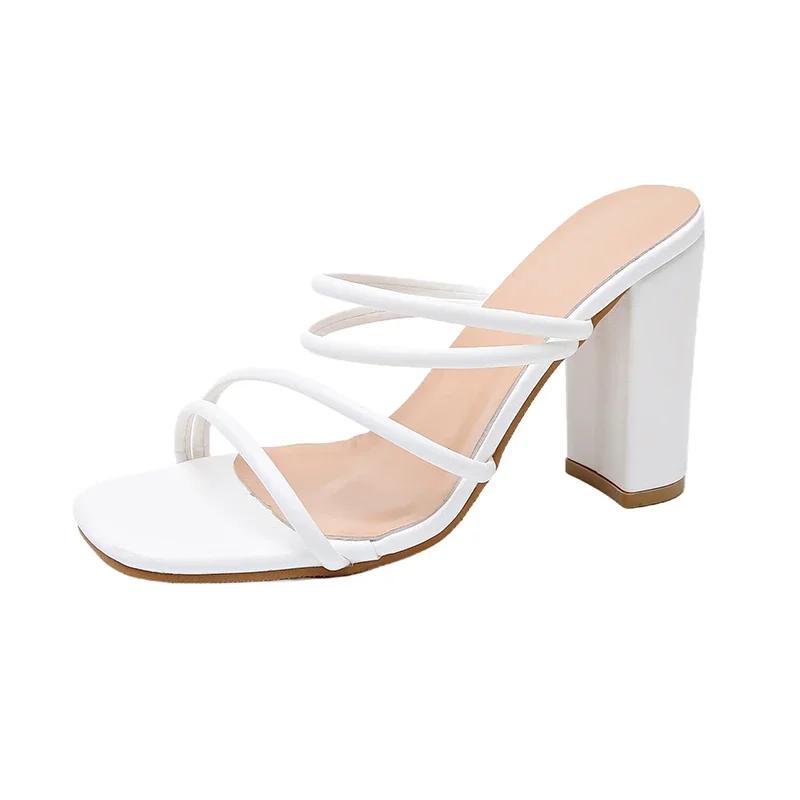 

Fashion Summer High Heels Slippers for Women Elegant Heeled Sandal Fashion Chunky Pumps Designer Luxury Slides Flip Flops Lady Zapatilla 35