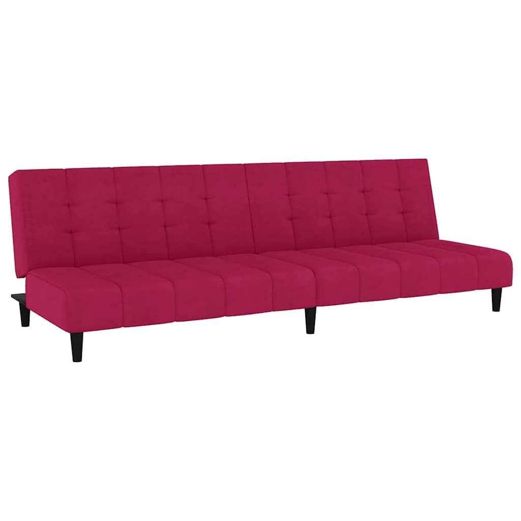 2 Seater Sleeper Sofa in Burgundy Velvet