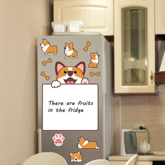 Fridge Magnetic Message Board with 8 Marker Pens Cartoon Dog