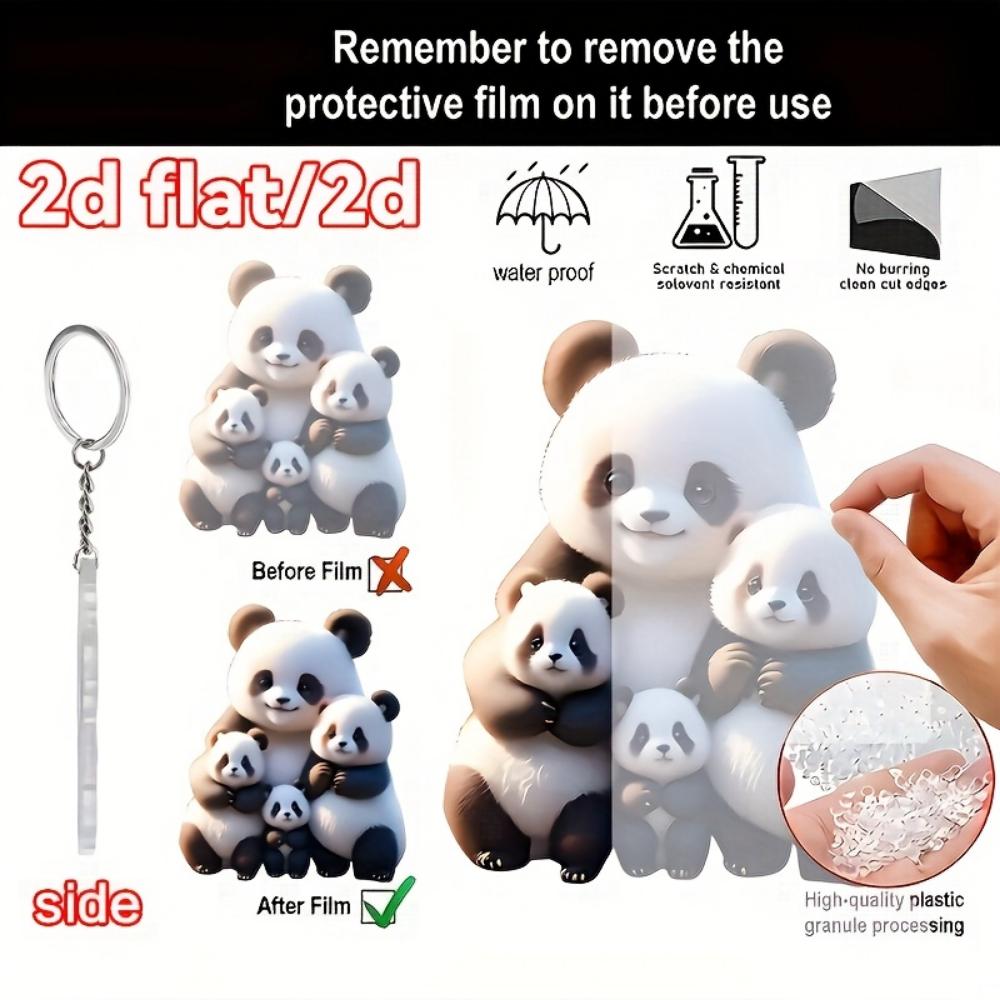 2d flat acrylic keychain pendant, Christmas decorative chain, flat decorative pendant pendant  red panda family photo pendant acrylic keychain pendant