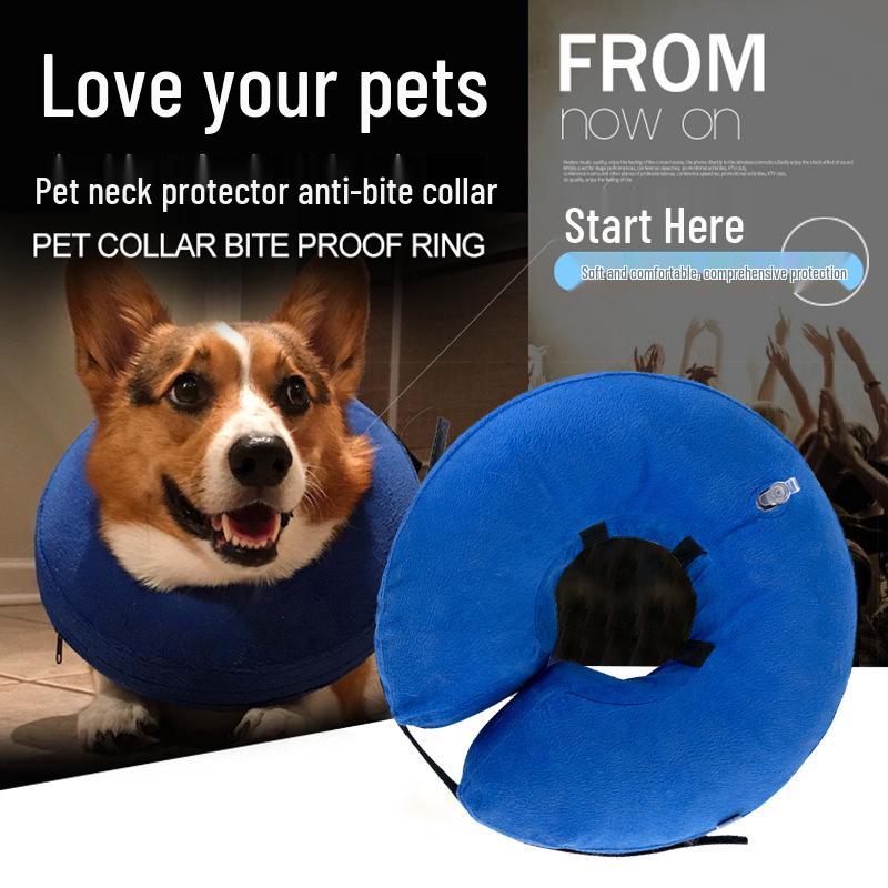 Pet PVC Inflatable Anti-Bite Elizabeth Neck Collar for Cats and Dogs