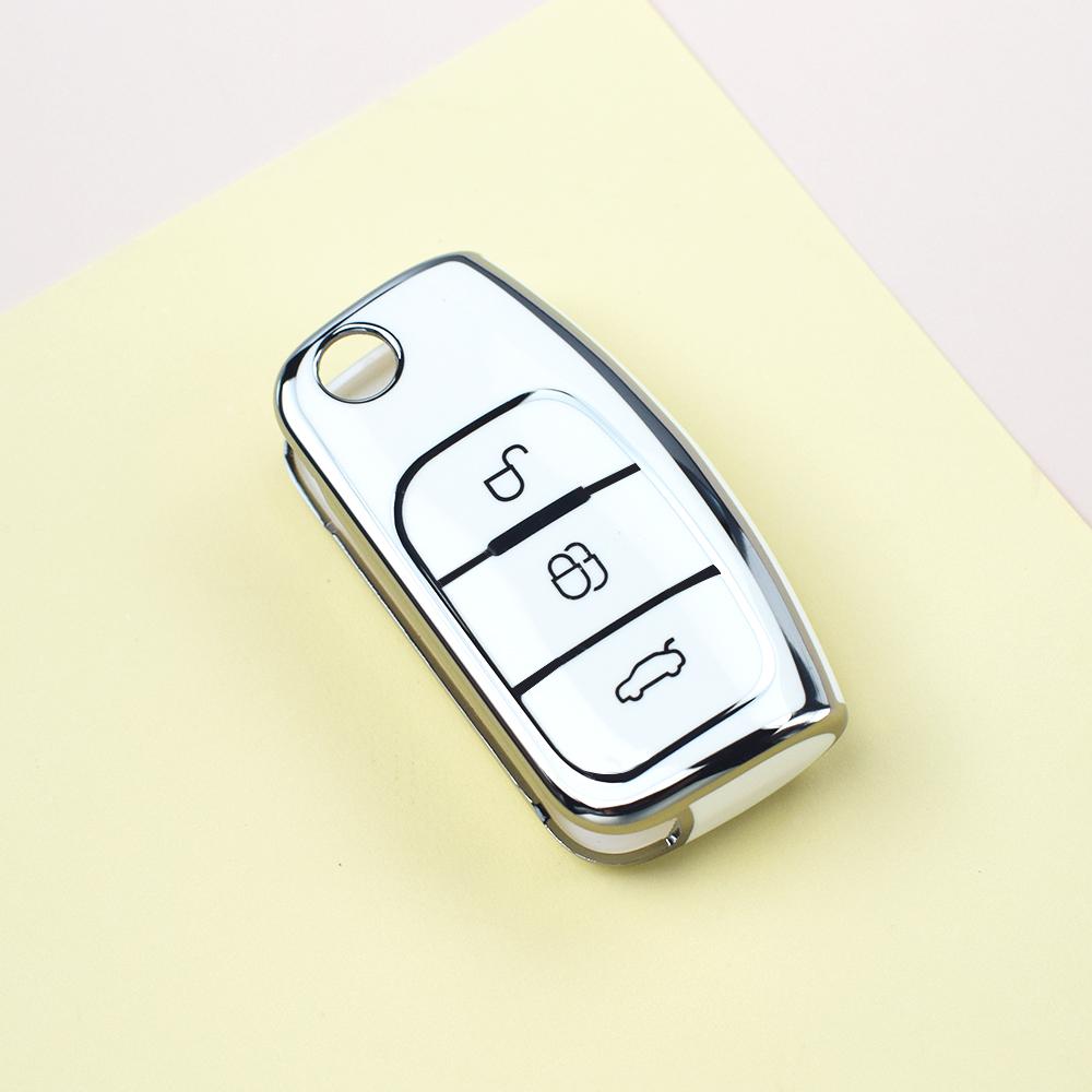 Silver Edge Keyless TPU Car Key Case Cover Shell Fob Case For Ford Focus 2 MK2 Fiesta Mondeo Galaxy Falcon Territory Ecosport Kuga Escape