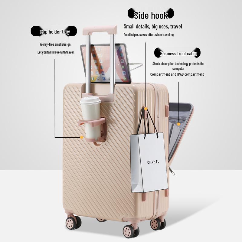 24-Inch Silent Universal Wheel Suitcase with Front Opening and Combination Lock