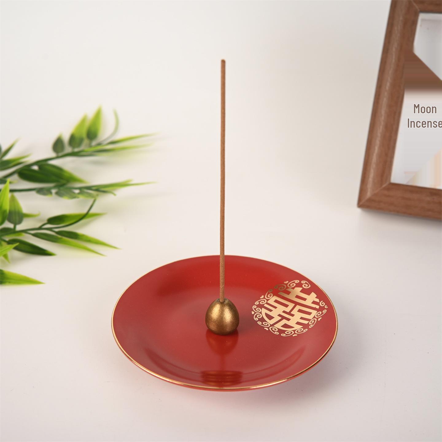 Red Double Happiness Incense Holder & Burner - Chinese Wedding & Festive Home Decor