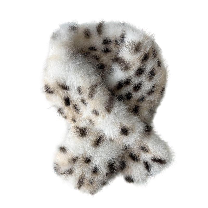 Šála s leopardím vzorem z umělé rysi srsti: Plyšový, Všestranný, Prémiový zimní nákrčník