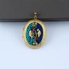 Brass Locket Pendant Photo Box Pendant Nepalese Ethnic Style Handmade Inlay Pendant Exquisite Oval Pendant Necklace Accessories