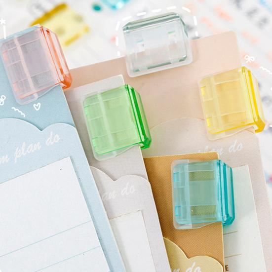 10Pcs Transparent Paper Clip Pusher Reusable File Clips for Students Office No-Punch Binding Document Organizer